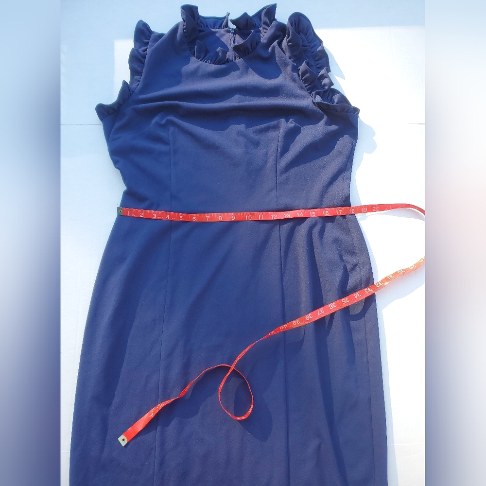 Maggy London Navy Ruffle Sleeve Midi Dress - Picture 6 of 11
